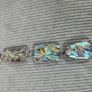 Genuine Abalone Sterling Silver Toggle Bracelet